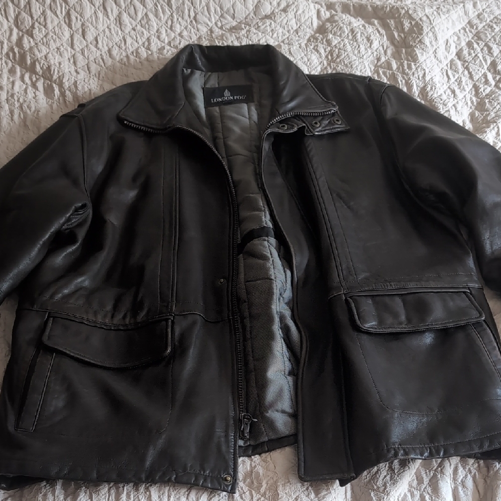 London Fog Dark Leather Jacket